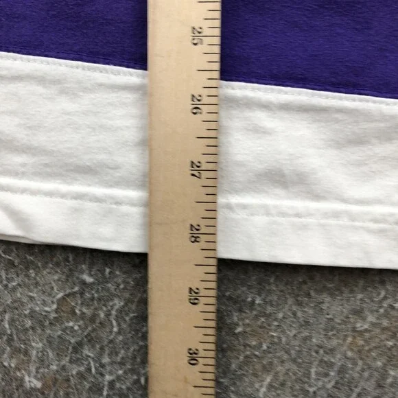 TCU Horned Frogs Polo Shirt Mens 2XL Purple White Striped Rugby Long Sleeve Y2K - Picture 9 of 9